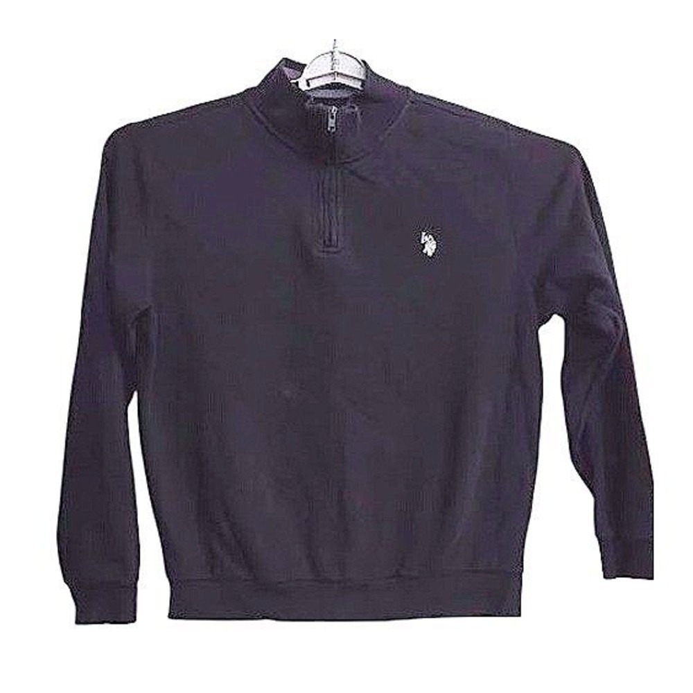 U.S. Polo Assn. Mens Pullover Quarter Zip Black Sweatshirt Size L